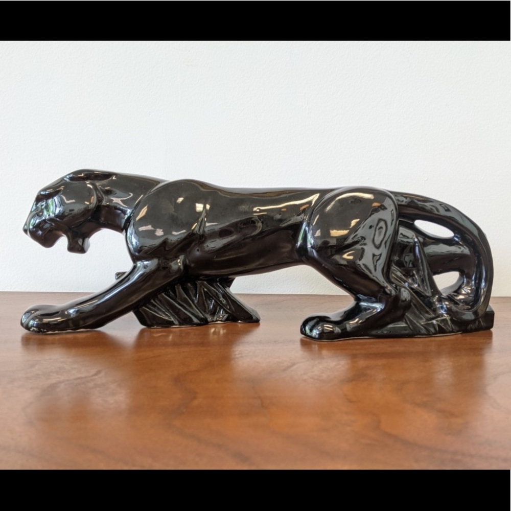 art déco ceramic crawling panther
